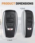 Subaru Keyless Entry Remote Key Fob Replacement For 2018 2024 Ascent Crosstrek Forester Impreza Legacy Outback WRX STI HYQ14AHK shown with dimensions