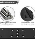 Image of a Two Pack 4x4 Post Anchor Plates For Decks, Wood Fences, Mailboxes And Posts, Heavy Duty Structural Steel Post Bases With Predrilled Holes For Easy Concrete Install, showing product features such as high strength steel and dual protection layers.