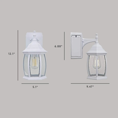 Victoria Collection 1-Light Traditional Outdoor Wall Sconce With Seeded Glass And Dual Built-In GFCI Outlets For Easy Power Access