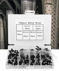 DIY Ready Aluminum Alloy Blind Rivet Kit 120 Piece Fastener Assortment With M2.4 M3 M3.2 M4 Rivets Standard Head shown in case