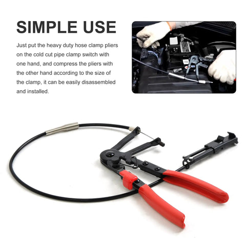 24 Inch Flexible Hose Clamp Pliers Locking Tool With Two Foot Reach For Fuel Oil And Water Hoses on white background