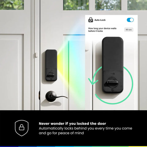Top Shelf 3 In 1 Smart Lock With 2K Hdr Video Doorbell Camera featuring sleek black design and user-friendly auto-lock system.