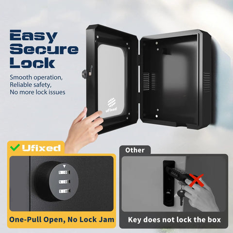 Tough As Nails Outdoor EV Charger Enclosure Wall Box With Combo Lock For Tesla And Chargepoint, featuring easy secure lock mechanism.