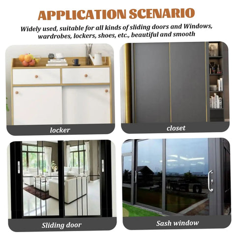 Application scenarios for 10 Pack Nylon Garage Door Rollers For Quiet Smooth Operation, shown on lockers, closets, sliding doors, and sash windows.