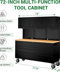 72 Inch Tool Cabinet Chest With 15 Drawers And 3 Upper Cabinets In Black Stainless Steel Mobile Rolling Workbench With Lockable Storage For Garage Workshop Beefy Tool Box Two Pack