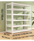 Beefy Six Tier Heavy Duty Metal Shelving Rack With No Sweat No Screw Snap Together Assembly For Clutter Free Garage Pantry Basement Or Home Office Storage, measuring 183/198cm.