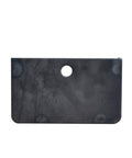Black metal mounting plate for 4-inch V-groove caster; central hole and rounded bottom corners