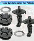 Hood Latch Toggle And Grommet Kit For Polaris RZR 570 800 S XP 900 2 Pack with ABS material shown with two grommets and washers.
