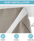 Close-up of Privacy French Door Curtain Panel for Patio and Front Doors, sand color, with strong adhesive straps, no-drill install.