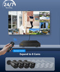 5MP Wired CCTV Camera System With 122 Degree Wide Angle 4 Channel DVR Kit and monitor showcasing remote access features