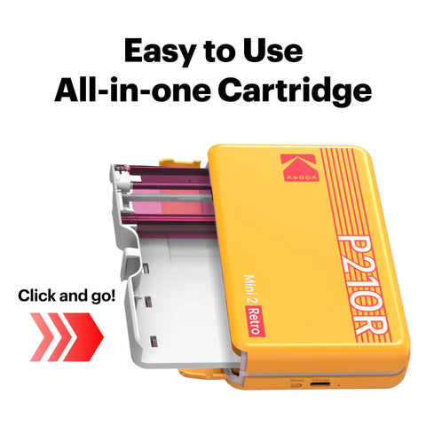 Mini 2 Retro 2x3 Portable Photo Printer With 38 Sheets, Bluetooth Printer For iPhone And Android, shown open with cartridge insertion