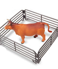 Toy bull in pen from Totally Realistic Ranch Truck Playset With Lights And Sounds Cattle Trailer 18 Piece Farm Toy Set