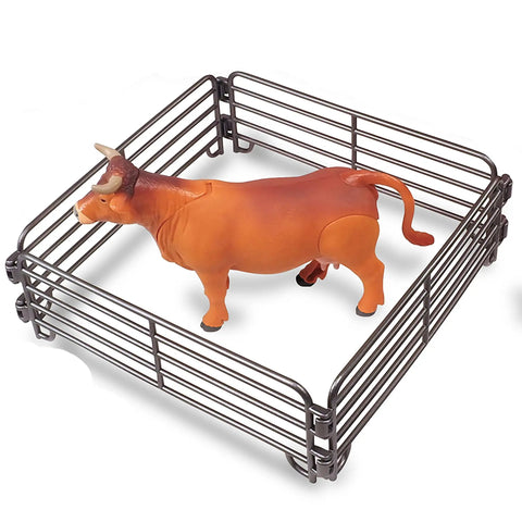 Toy bull in pen from Totally Realistic Ranch Truck Playset With Lights And Sounds Cattle Trailer 18 Piece Farm Toy Set