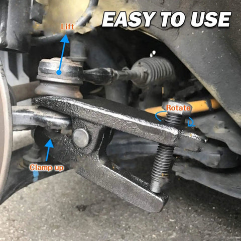 Heavy Duty Ball Joint Separator Tool With Expandable Fork For Pulling Tie Rods And Control Arms On Domestic And Import Rides Drop One In And Make Suspension Work No Sweat in use on a suspension system.