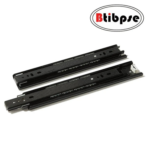12 Inch Full Extension Drawer Slides With Ball Bearing Rails, 3 Section Black Drawer Glide Pair for cabinets and furniture shown