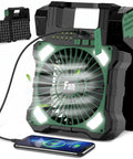 Dual Panel Solar Powered Fan With LED Light USB C Rechargeable 22000mAh Portable Camping Fan charging phone