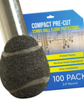 Heavy Duty Floor Guards And Silent Glide Pads That Shield Hardwood Surfaces From Stubborn Scuffs While Rolling Out Breezy Mobility For Walkers Chairs Tables And Desks In A No Drama 100 Count Black Bundle close-up of black tennis ball floor protector with packaging