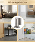 Heavy Duty Brushed Nickel Door Stopper Set For Home And Office Holds Firmly Without Drilling Screws Or Stickers Included in various rooms.