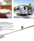 Adjustable boat hatch support rod in marine-grade stainless steel with sliding locking knob and mounting brackets