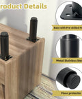 Rock Solid Metal Replacement Furniture Legs With Quick Five To Nine Inch Adjustable Height Range Badass Eight Hundred Pound Heavy Load Support For Couches And Beds Pair showing adjustable stainless steel legs on furniture.