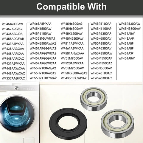Kick That Grinding Noise With Heavy Duty Washer Drum Bearing And Seal Kit For Samsung Dc62 00156A Pro DIY Home Repair Brings Quiet Smooth Sailing Back image showing compatible parts