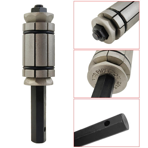 3-Piece Tail Pipe Expander Tool Kit From 1-1/8 To 3-1/2 Inch Exhaust Pipe Spreader, close-up views of components