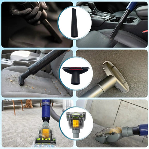 All Purpose Vacuum Attachment Kit With Air Driven Pet Upholstery Turbo Brush And Swivel Head Nozzles 10 Piece Set in use
