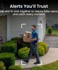 Wireless Outdoor Security Camera Kit With Local Storage 2K Resolution 6X Zoom 4 Camera System monitoring delivery person