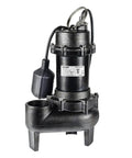 One Half HP Submersible Sewage Pump With Auto Float Switch 115V Cast Iron 5300 GPH 23 Ft Head 2 Inch NPT Discharge 10 Ft Cable