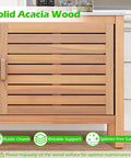 Outdoor Patio Storage Cabinet With Faux Marble Top Two Door Acacia Wood Console Sideboard For Deck Garden Backyard And Entryway Rustic Modern Farmhouse Vibe And All Weather Durability with wooden panel doors and marble top.