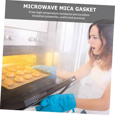 Woman baking with Microwave Mica Sheets For Oven Replacement Heat Resistant Insulation Plates, protecting oven from splashes