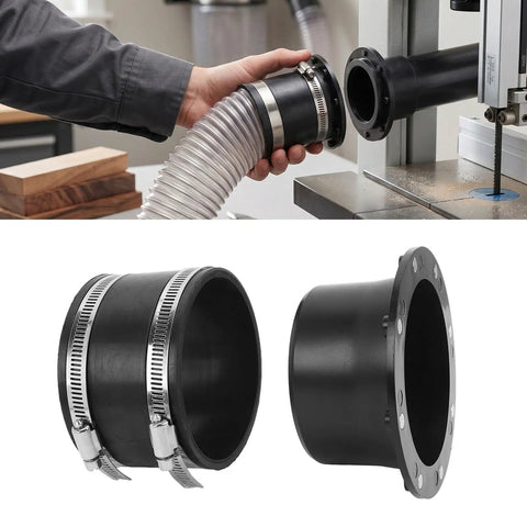Upgraded 4 Inch Magnetic Dust Collection Connector With Rubber Cuff Adapter For Woodworking Shop Vacuum Hoses, featuring strong grip and magnetic connection.