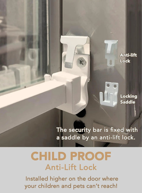 Sliding Glass Door Security Bar Adjustable From 25.75 To 47.5 Inches Keeps Kids Safe And Stays Put Easy Install Rustproof Metal Gate Stopper