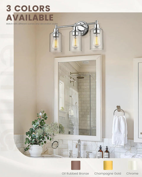 Vanity Lighting For Bathroom Dope Modern Over Mirror Wall Lamp With Clear Glass Shade Chrome Finish E26 Base setup