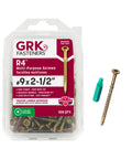 Rugged Multi Purpose Framing Screws With Climatek Coating For Outdoor Decks And Fences Fast Bite Tip Self Tapping Star Drive Includes T25 Bit 100 Pieces Gold Finish displayed in packaging