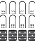 Trailer U Bolt Kit With Eight Seven Inch U Bolts For Five Thousand Two Hundred To Seven Thousand Pound Round Axles Three Inch Beam Half Inch Diameter With Two Inch Thread Pitch Includes Sixteen Half Inch Hex Nuts And Four Tie Plates Two Pack