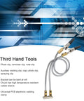 Pro Grade Adjustable Third Hand Welding Tool Clamp For Electronics Repair, flexible arms and clamps, blue tech background