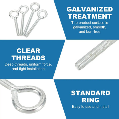 Heavy Duty M5x30mm Shoulder Swing Lifting Eye Bolts With Nuts 20 Pack Carbon Steel Threaded Screws showing galvanized treatment and clear threads.