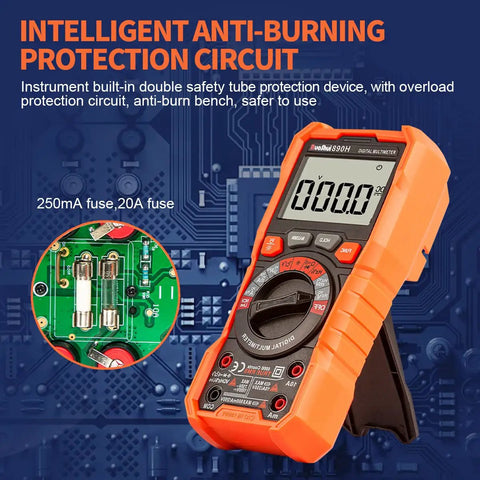 Digital Multimeter For DIYers And Pros True RMS 10A 1000V 6000 Counts Auto Ranging Volt Ohm Meter with NCV and LED display