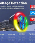 Heavy Duty USB C Car Charger Adapter With Built In Volt Meter And Voltage Display Dang Fast Charging Hub showing LED voltage display.