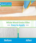 Heavy Duty Water Based White Wood Grain Filler Gel For Cabinets, application process with before and after results on wood