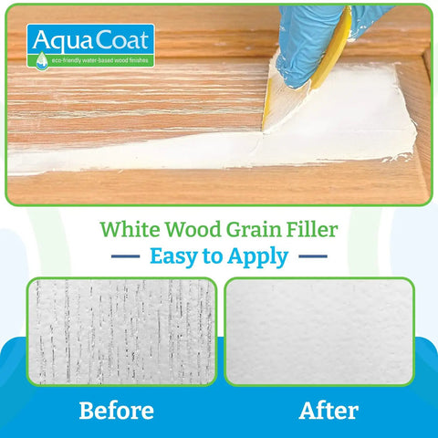 Heavy Duty Water Based White Wood Grain Filler Gel For Cabinets, application process with before and after results on wood