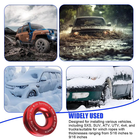 3.85 Inch Winch Recovery Ring Beefy 66000 Lb Break Rating Aluminum Snatch Ring Red For Off Road Recovery, Vehicle Rescue, Heavy Duty Gear Built For Extreme Terrain, red aluminum ring