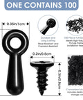Front view: 100-piece metal turn-button picture frame fasteners with screws; black finish, includes storage case
