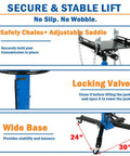 Kaflla High Lift Hydraulic Transmission Jack 1660 Lb With Foot Pedal, features safety chains, locking valve, and wide base.