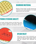 Close-up of Pro Grade 15 Pack 4 Inch Diamond Polishing Pads Kit With Five Eighths To Eleven Backer Pad showcasing diamond material and Velcro.