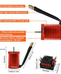Beefed Up 1/10 Scale Brushless RC Motor And 60A ESC Combo With 4370KV F540 Sensorless Motor, components view with dimensions.
