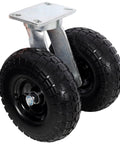 10 Inch Dual Flat Free Swivel Caster Ready To Roll Built Tough For Rough Floors 660 Lb Heavy Load Capacity PU Foam Wheel With Roller Bearing Zinc Plated Industrial Swivel Wheel For Fragile Equipment Transport, dual wheel view