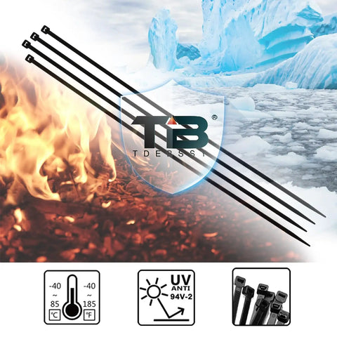 Heavy Duty Zip Ties 700 Pack Black Assorted Sizes 12, 10, 8, 6 and 3.6 Inch Self Locking Nylon Cable Ties for Home Office Garden Workshop Cord Management 40 Lbs Tensile Strength