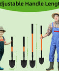 Adult and child holding adjustable Extra Long 43.7 Inch Spade Shovel With Heavy Duty Steel Handle For Digging Gardening Camping